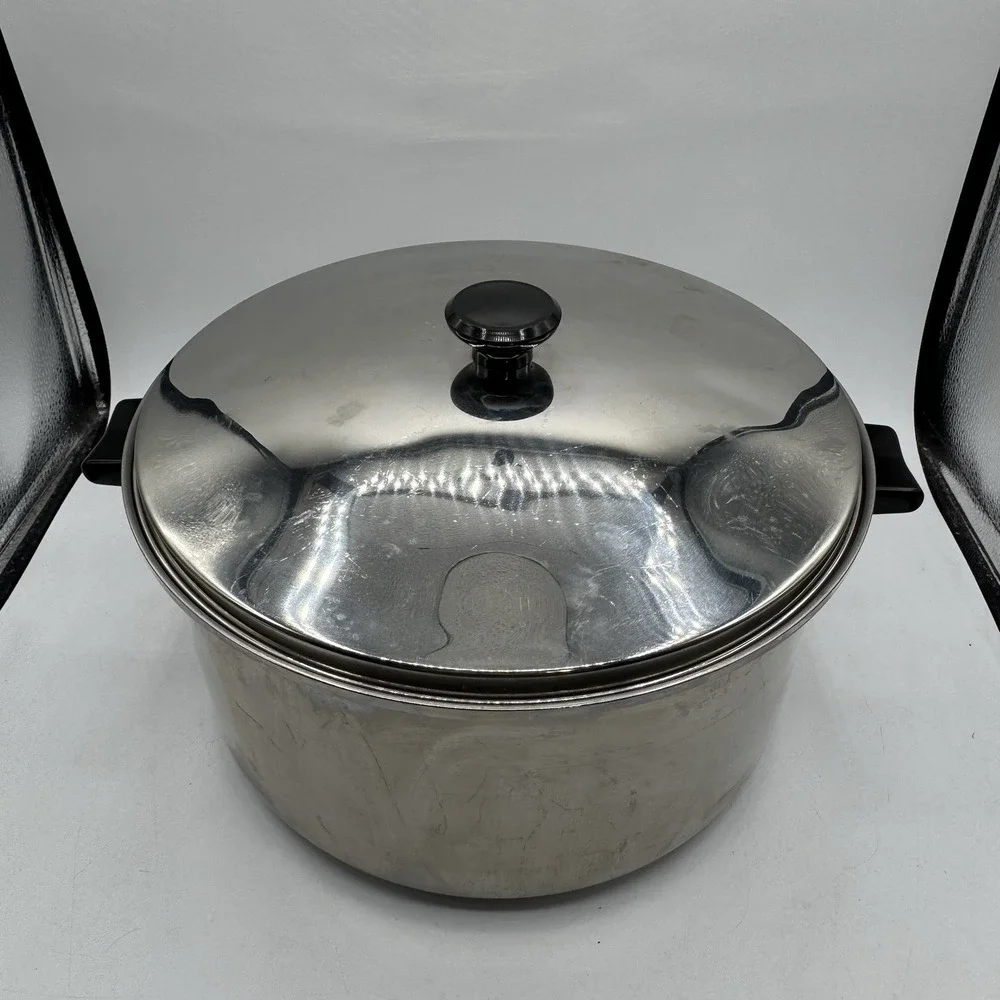 Vtg SEARS HEAT CORE Stainless Steel 10 Qt Stock Canning Pot WITH Lid USA Made